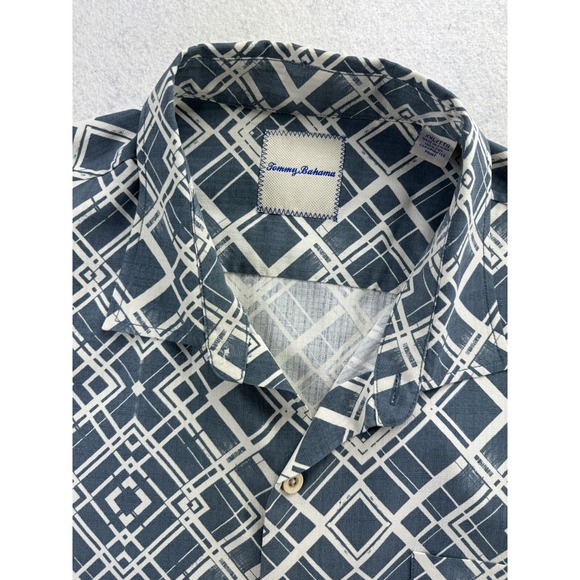 Tommy Bahama Mens Sz XXL Shirt 100% Silk Art Deco Retro Camp Shirt Antique Blue - Picture 4 of 16